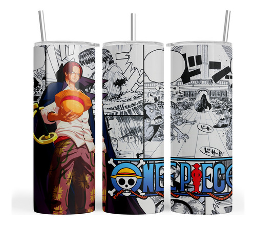 Termo Skinny Starbucks Anime One Piece Luffy Shanks Manga