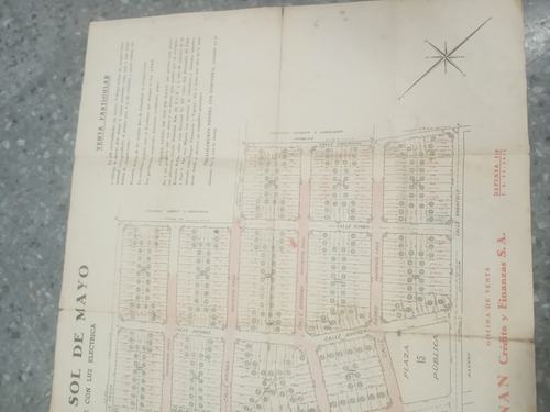 Antiguo Mapa De Loteo De Tierras Año 1950 (Usado)