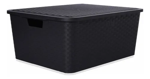 comprar Canasto Cajón Organizador Rattan Plástico Premium Grande Xl Color Negro \u002F Full Black