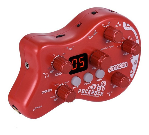 Ammoon Pockrock Portátil Guitarra Efecto Pedalear- Rojo