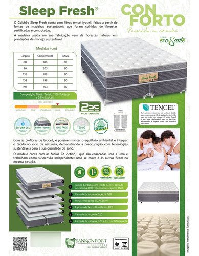 Cama Box Queen 158x198 Sankonfort Sleep Fresh Molas Ensacada