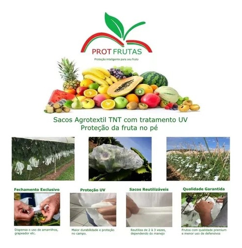 Sacos Agro Tnt C/ Elástico 25x32cm Proteção Frutas 1.000un