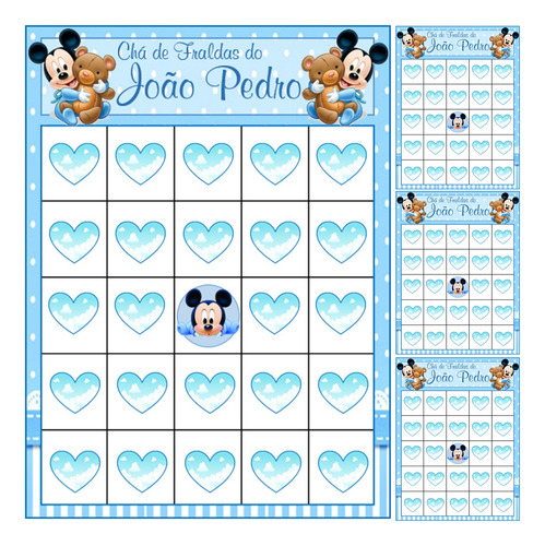 200cartelas Baby Bingo Chá Bebê Personalizada Envio No Email
