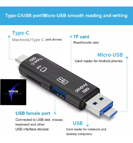 Adaptador Otg Usb, Tipo C, Micro Usb, Micro Sd Para Android