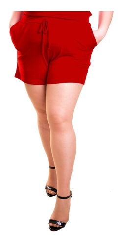 Short Feminino Curto Plus Size Em Malha De Amarração +56