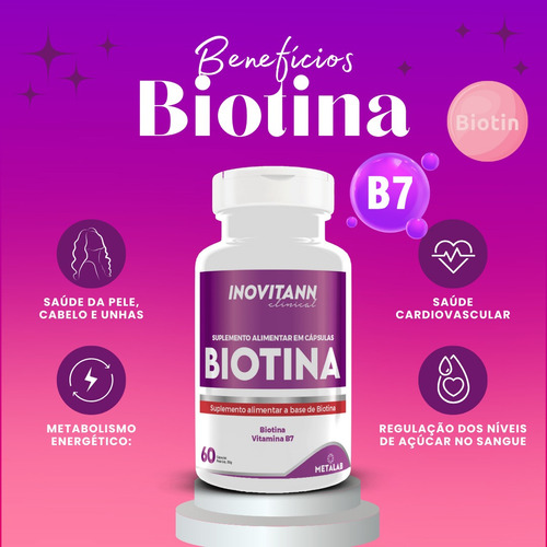 Suplemento Biotina Vitamina B7 60 Cápsulas Metalab Premium