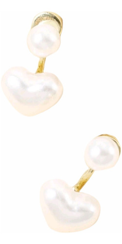 Aretes Corazón Perlas Moda Mujer Hermosos