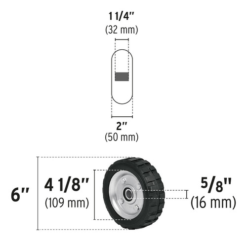 Rueda P/ Carro T/ Yegua Completa Imponchable Truper 6 PuLG