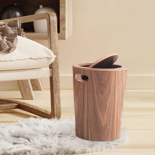 Bote De Basura De Madera Con Tapa De Residuos De Madera Bin