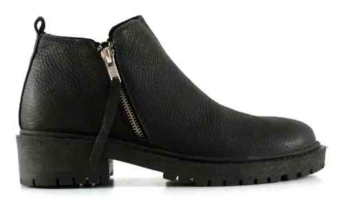 Botas Cortas Batistella Bajas De Cuero Negro Con Cierres Env o