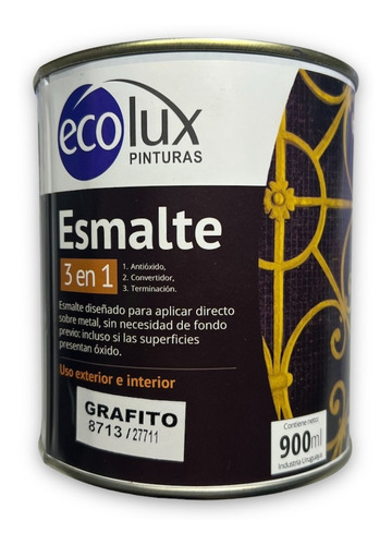 Esmalte Convertidor De Oxido 3 En 1 Grafito Ecolux 900ml