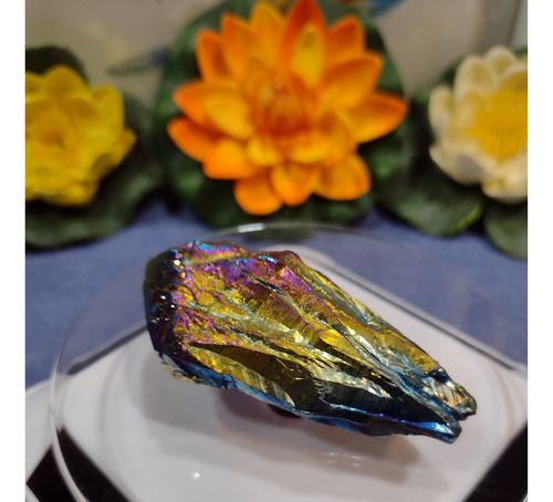 Punta Cuarzo Aura Arcoiris Calidad Única ( 35grs 7 Cm)