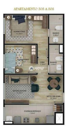Apartamento À Venda, 55 M² Por R$ 323.396,02 - Centro - Novo Hamburgo/rs - Ap2632