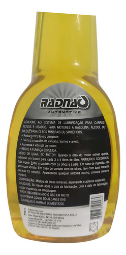 Aditivo Prolonga Óleo Radnaq Para Motores Cansados 500ml