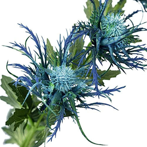 Romase 3 Ramas Azul Ramo De Flores De Cardo Artificial Para
