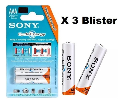 Pila Batería Recargable Sony Triple Aaa 4300 Mah 1.2v 6 Uds