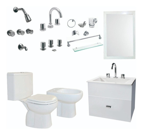 Combo Baño Set 7 Pza Vanitory 50cm Griferia Inodoro - Cuotas