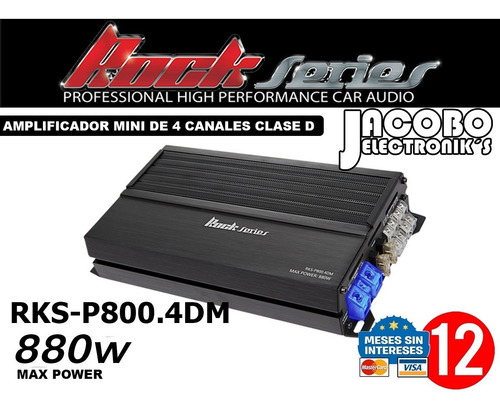 Imagen 2 de 8 de Amplificador Mini Rock Series P800.4 4 Canales 880 W + 12msi