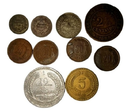 Monedas Chile Mixto 10 Und ! ! !
