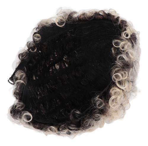Pelucas Cortas Y Rizadas Para Mujer, Color Gris Degradado, A