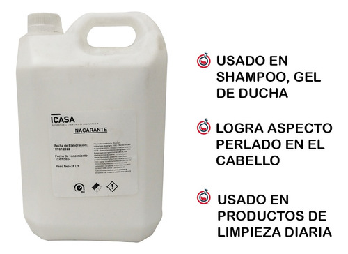 Nacarante Liquido 5 L Fabricación De Cosmética Limpieza Pr