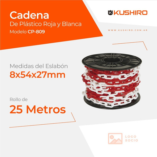 Cadena Plastica Rojo Y Blanco Rollo 27 Mt Kushiro Zona Norte