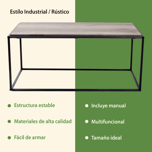 Mesa De Centro Auxiliar Sala Rectangular Marrón Minimalista Color Marrón Oscuro