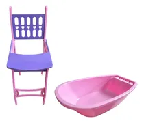 Comprar Set De Sillita De Comer Con Bañadera P\u002Fmuñecas O Bebotes