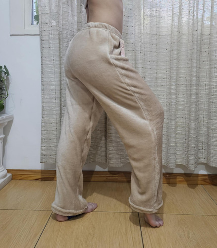 Pantalon Polar Pijama Peluche Soft Beige Unisex Extra Suave