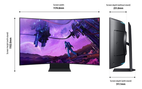 Monitor Gamer Samsung con pantalla de 55" 165Hz 220V y resolución 4K