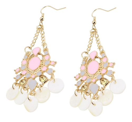 Bohemia Shell Pendientes Colgantes Cristal Rhinestone Con