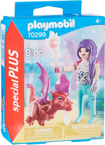 Bloques Para Armar Playmobil Hada Con Bebé Dragón 8 Piezas