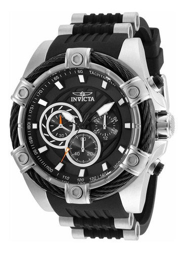 Reloj Hombre Invicta 25523 Cuarzo Pulso Negro En Poliuretano