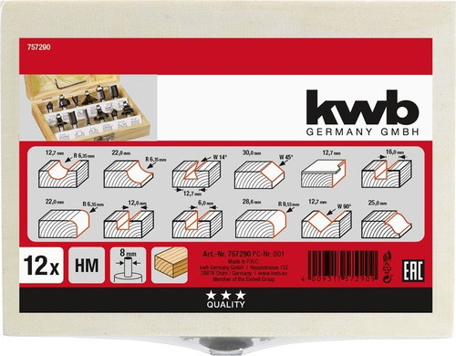 Juego De Accesorios Para Router Fresadora , 12 Pzs. Kwb