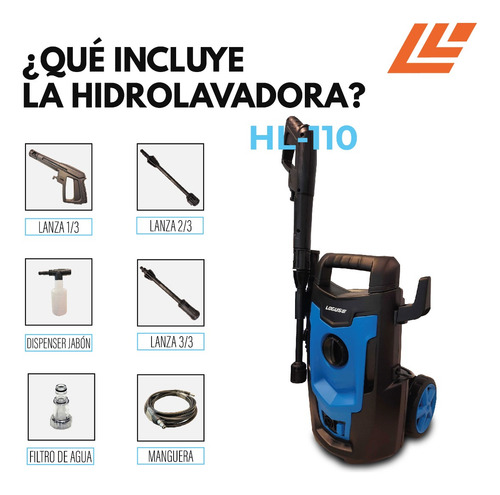 Imagen 6 de 8 de Hidrolavadora Logus 110bar 1400w Autostop Dosificador Espuma