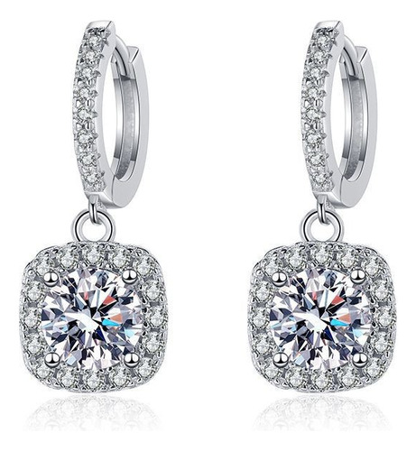 Pendientes Moissanite De Plata De Ley S925 Con Circonitas