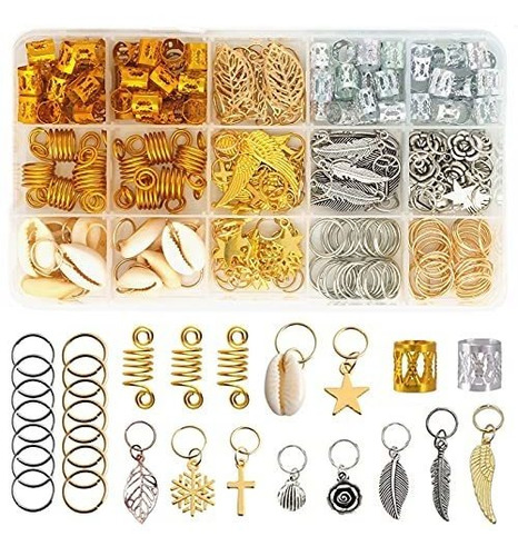 Pinzas - 220 Pieces Braiding Hair Rings, 15 Style Hair Jewel