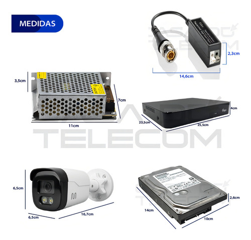Kit completo de cámaras Cftv Giga 4: graba y visualiza por aplicación