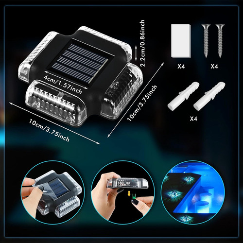 Pacote Com 4 Luzes Solares De Deck De Piscina, Luzes De Piso