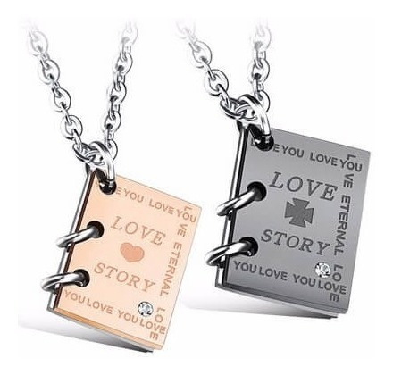 Collares Libritos Para Parejas Enamorados Novios En Acero