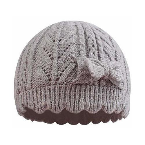 Pesaat Knit Baby Girl Beret Hat Otoño Lindo Gorro Con Lazo G