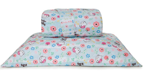 Imagem 3 de 3 de Kit Colcha Matelassê Hello Kitty Cute Solteiro Azul Artex