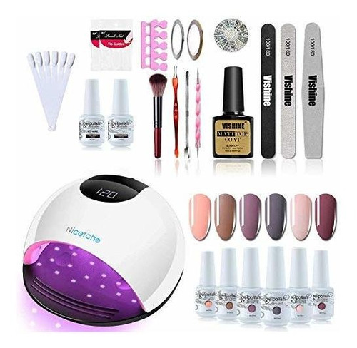 Kit Para Uñas En Gel Con Lampara De 72 W Y Colores Ligeros