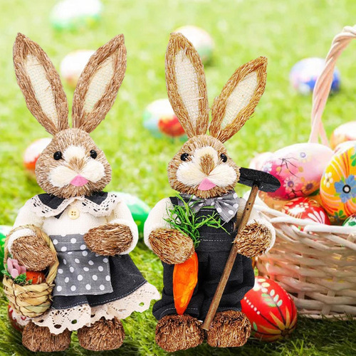 6 Decoraciones De De Pascua De Paja. Color Fix