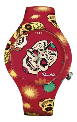 Imagen 1 de 6 de Reloj Unisex Doodle Watch Calavera Rojo Analógico 