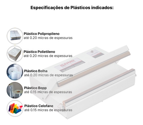 Seladora Manual Sela E Corta Plásticos 30cm Isamaq 110v/220v IM300STF