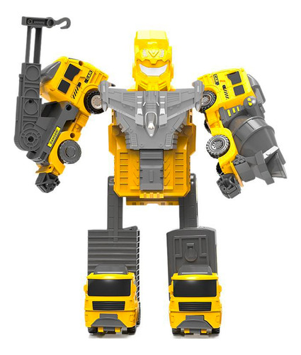 Robot Transformable Muñeco Figura Accion Camion Juguete Niño Color Amarillo Personaje Camion Construccion