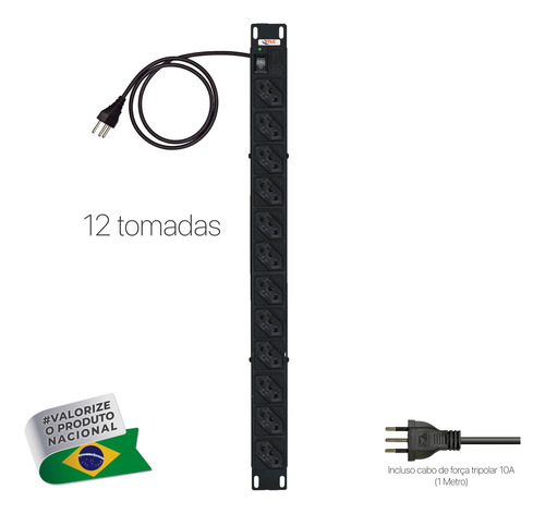 Kit 35 Régua Filtro De Linha 19 1u'' Rack 12t Cabo 3mt