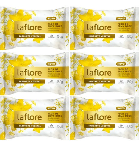 6un Sabonete Vegetal La Flore Flor Erva Doce 150g Davene