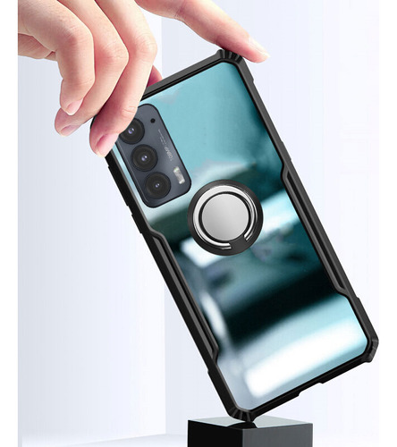 Funda Para Moto Edge 20 Suave Marco Claro Anillo Tener Vidri